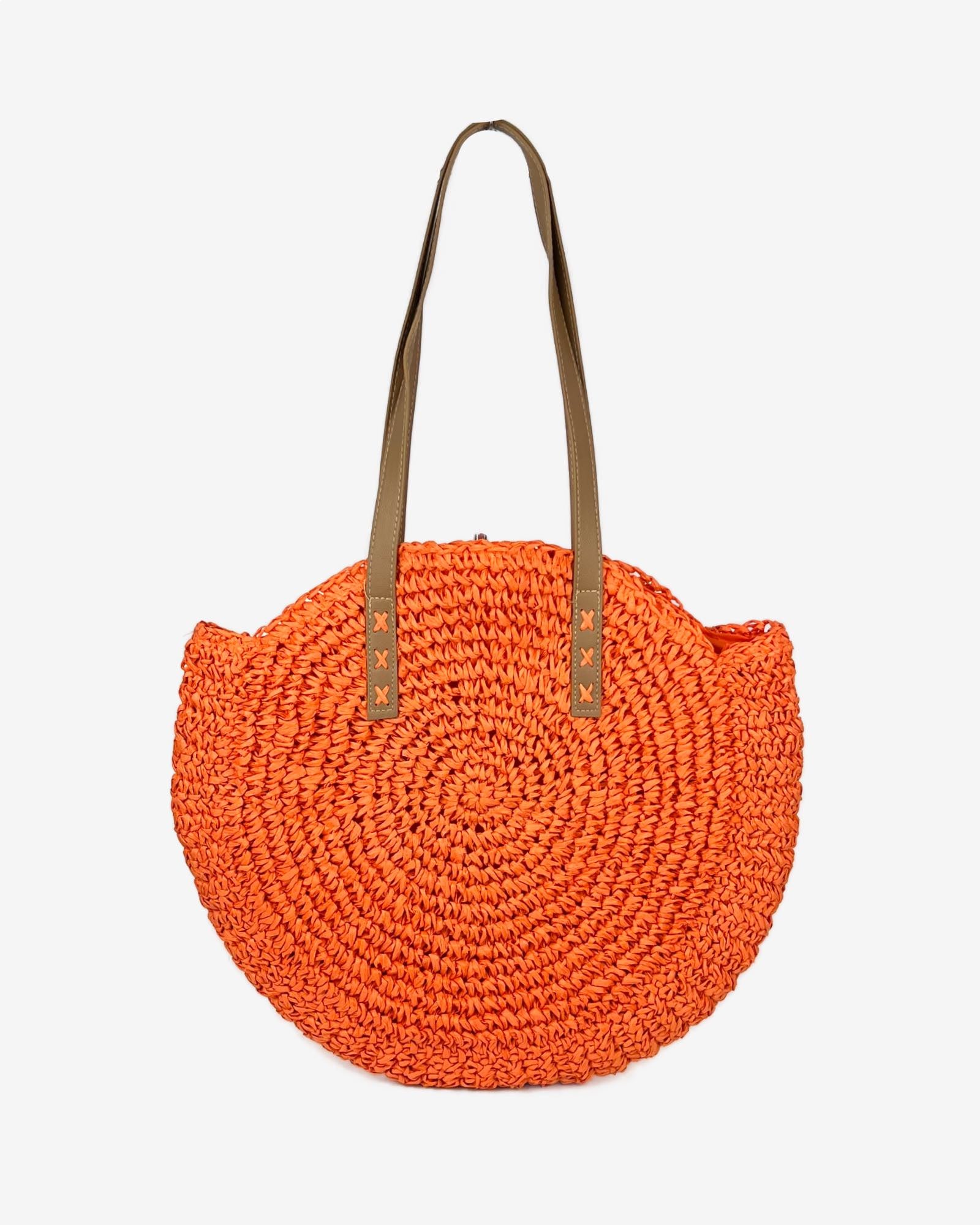 Runde Basttasche mit Reißverschluss