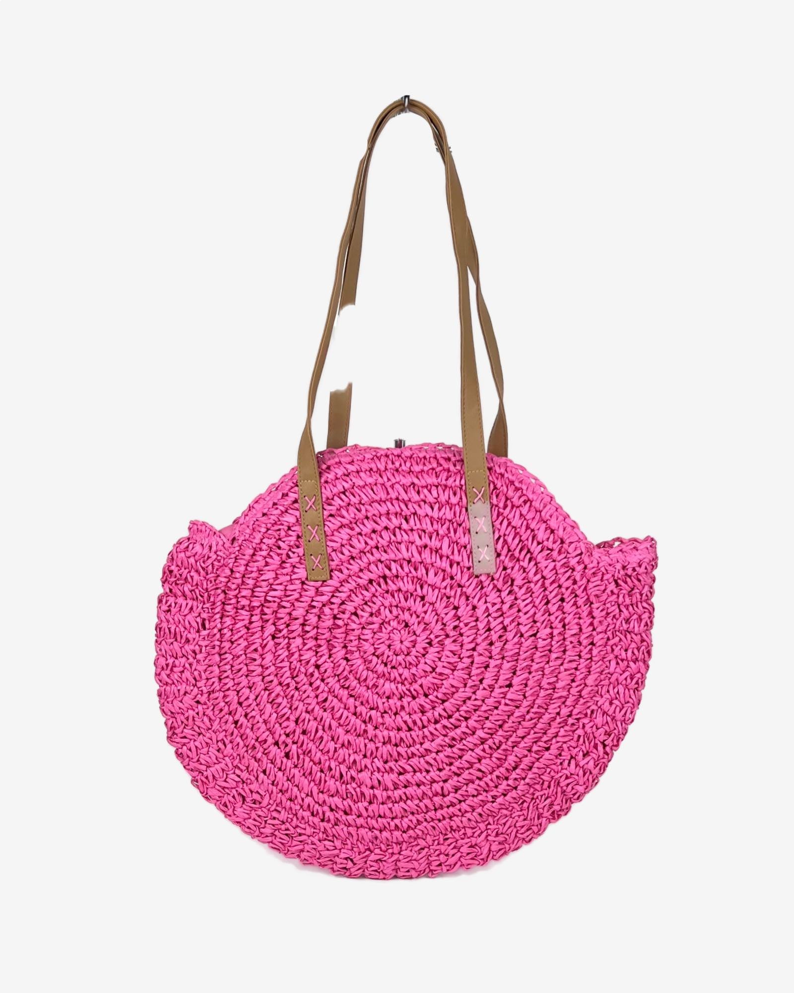 Runde Basttasche mit Reißverschluss