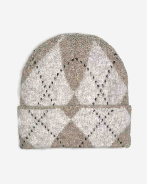 Damen Strickmütze mit Rautenmuster – weich & gemütlich
