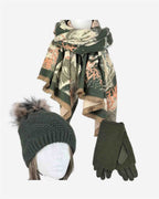 Set: Schal mit Mütze und Handschuhen