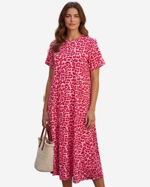 Damen Baumwollkleid mit Leo-Muster