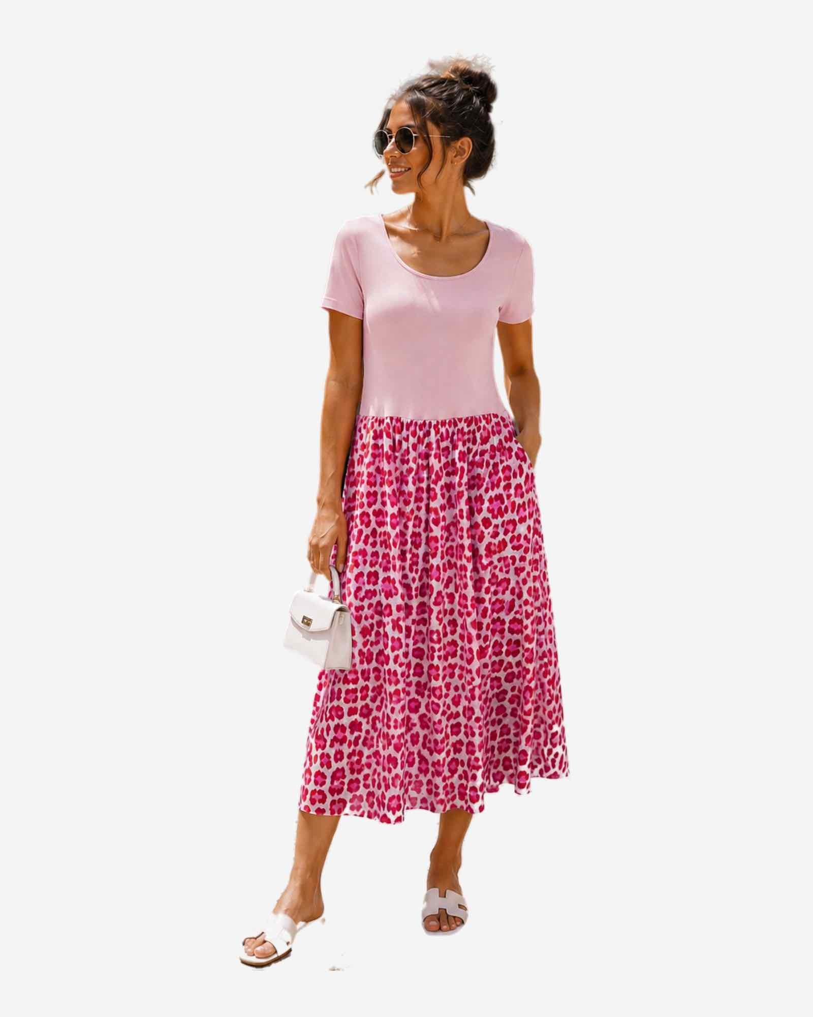 Damen Baumwollkleid mit Leo-Muster