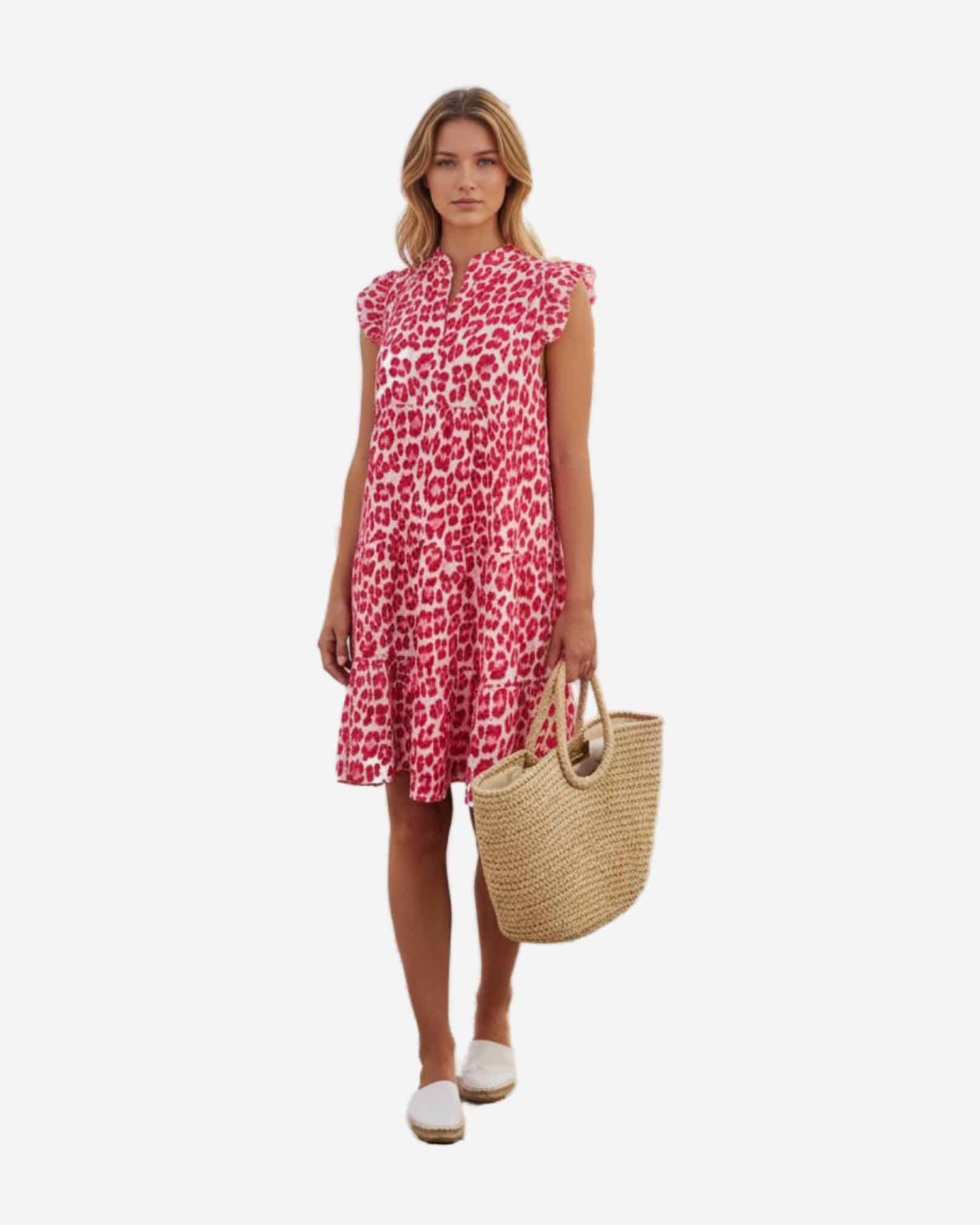 Damen Baumwollkleid mit Leo-Muster