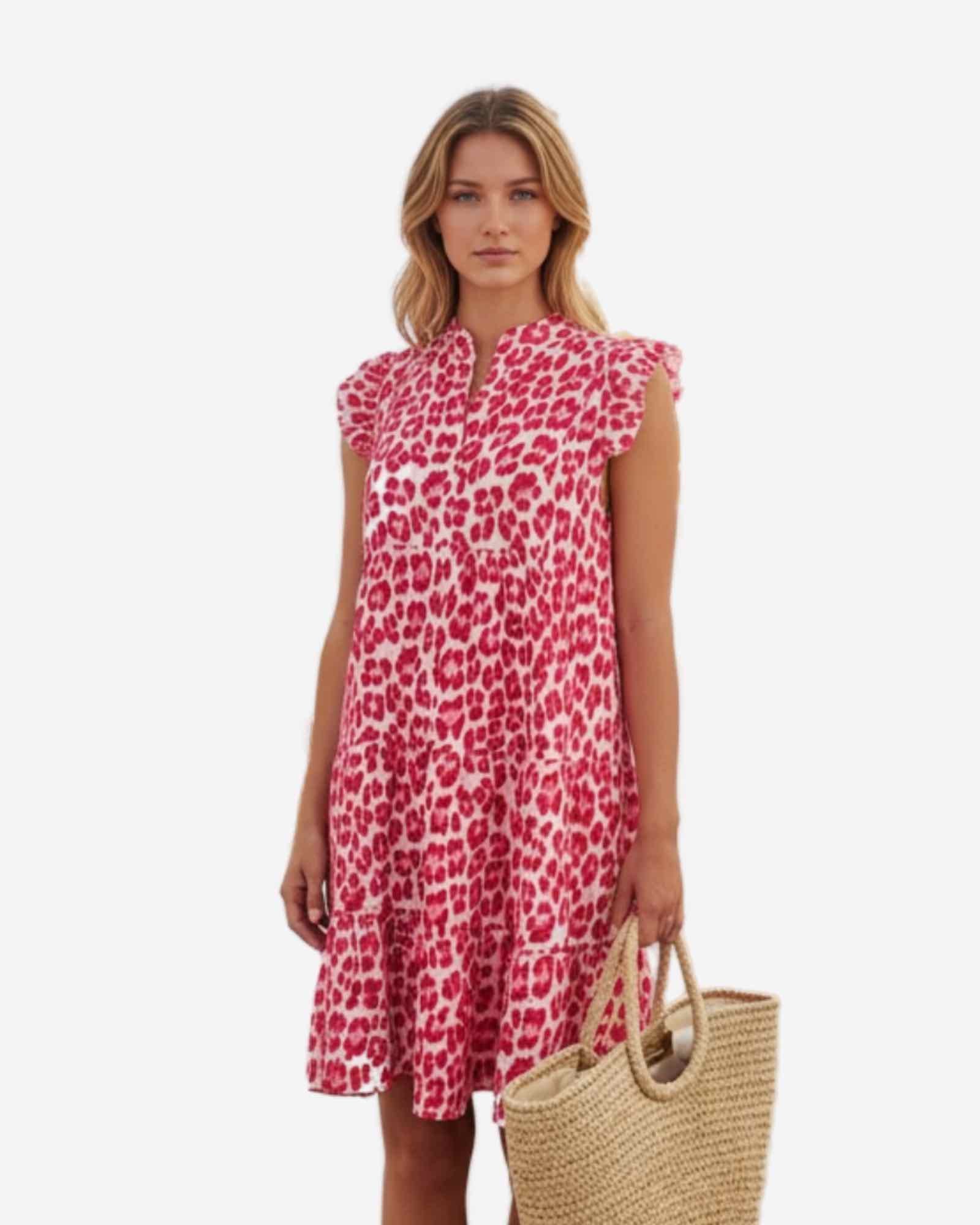 Damen Baumwollkleid mit Leo-Muster