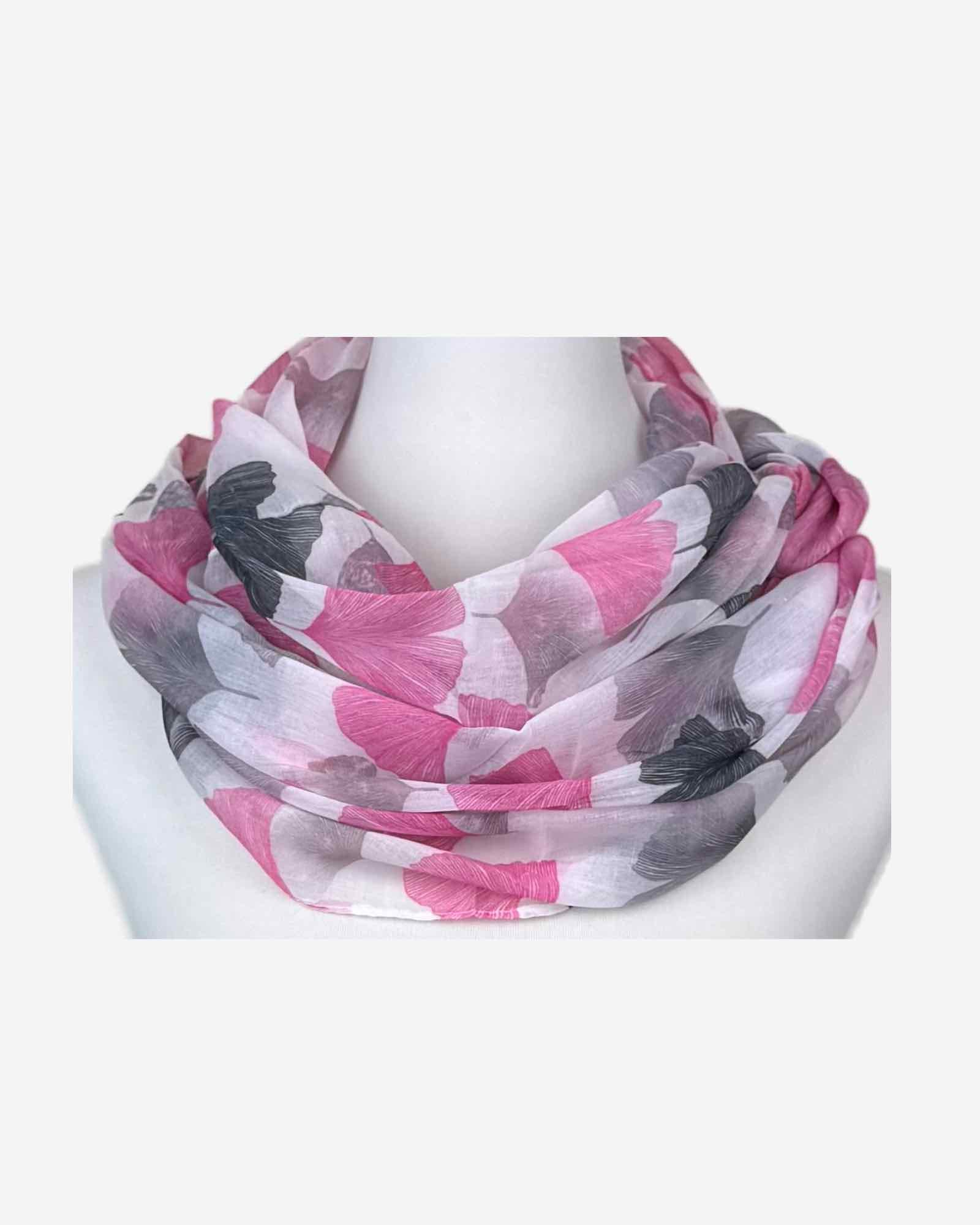 Damen Loop Schal mit Ginkgo Print