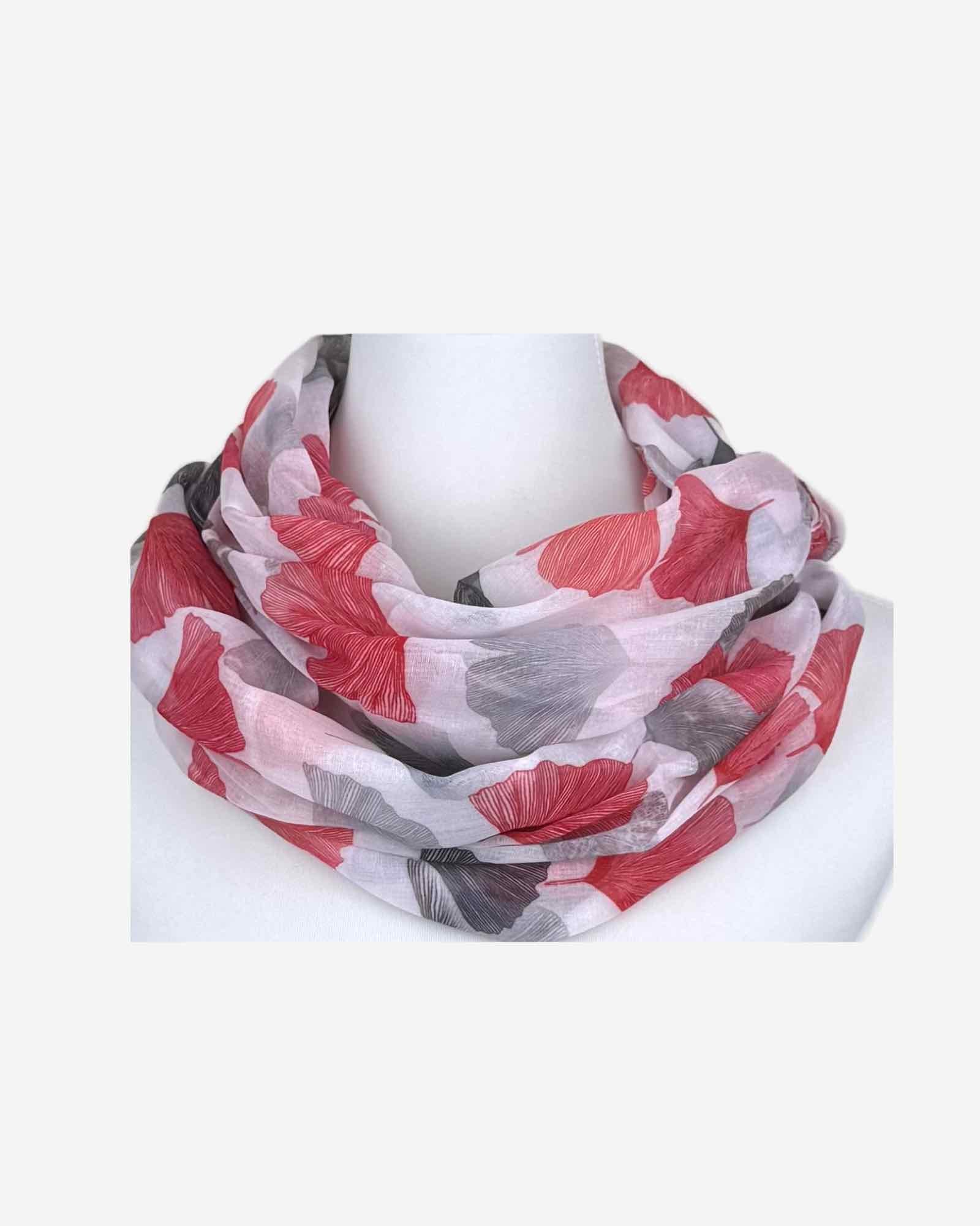Damen Loop Schal mit Ginkgo Print