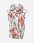 Damen Viskoseschal mit Blumen-Print in Orange & Grün
