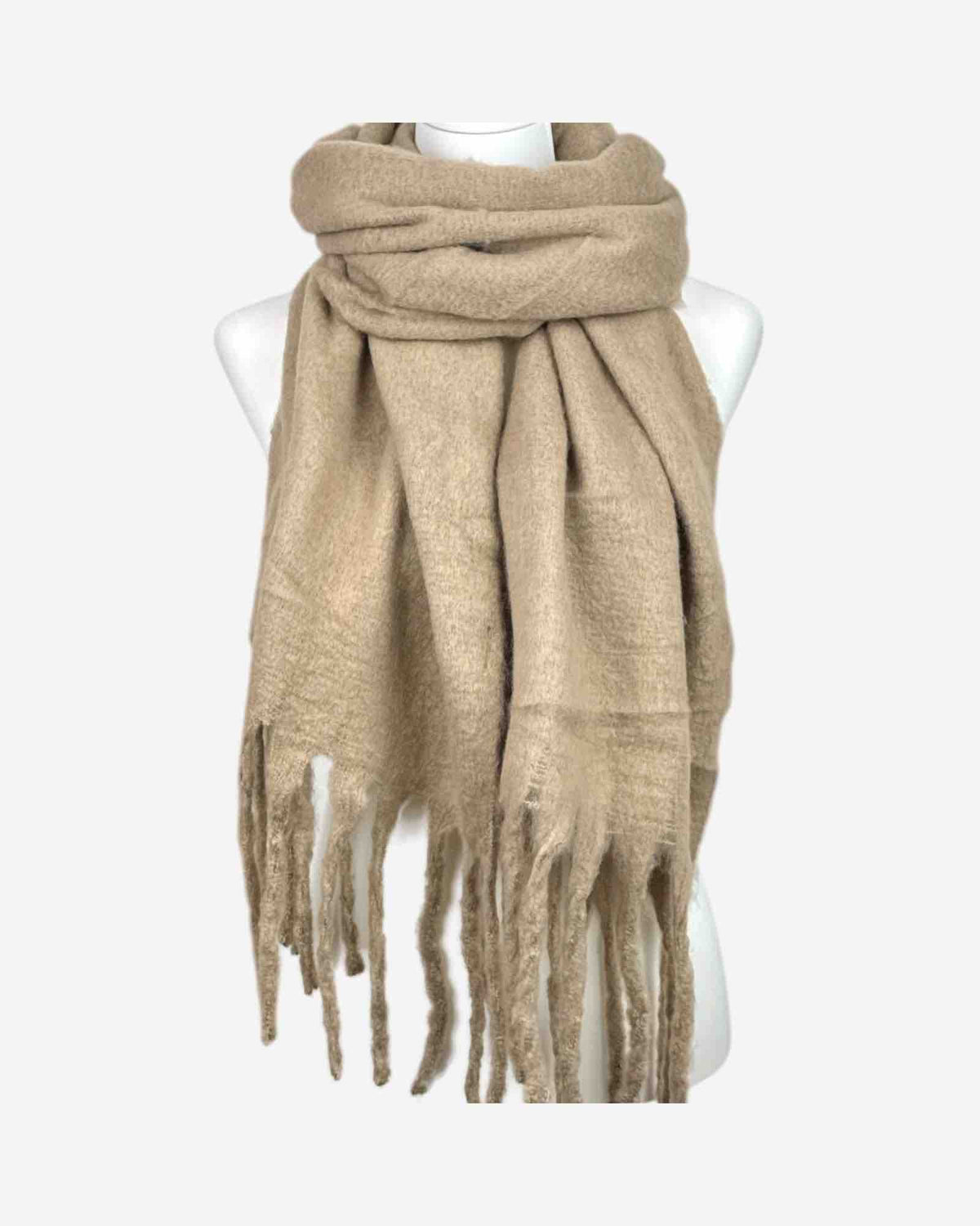 Warmer Schal Uni mit Franzen