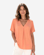 Made in Italy Damen V-Neck Bluse