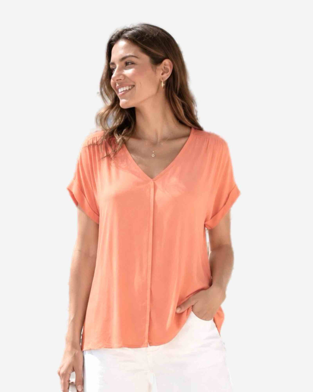 Made in Italy Damen V-Neck Bluse