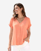 Made in Italy Damen V-Neck Bluse