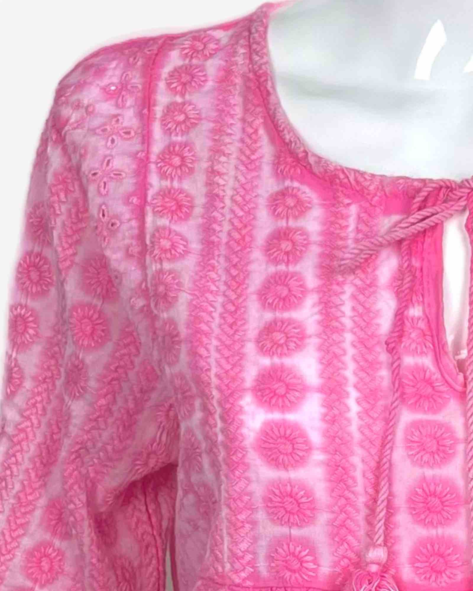 Damen Bluse mit Lochstickerei aus Baumwolle