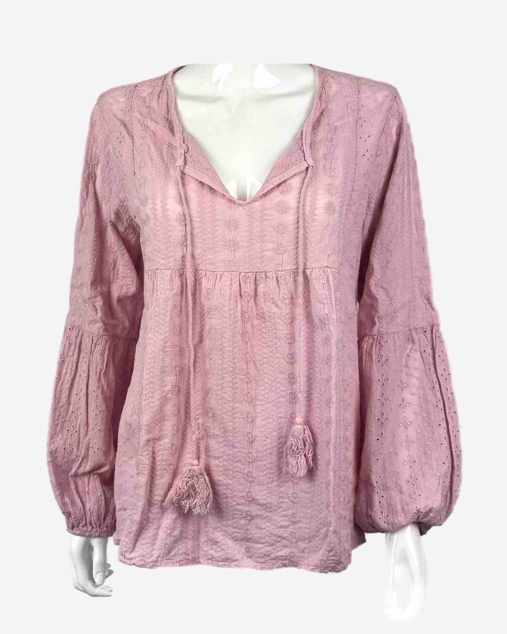 Damen Bluse mit Lochstickerei aus Baumwolle
