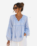 Damen Bluse mit Lochstickerei aus Baumwolle