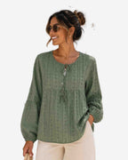 Damen Bluse mit Lochstickerei aus Baumwolle