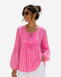 Damen Bluse mit Lochstickerei aus Baumwolle