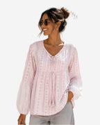 Damen Bluse mit Lochstickerei aus Baumwolle