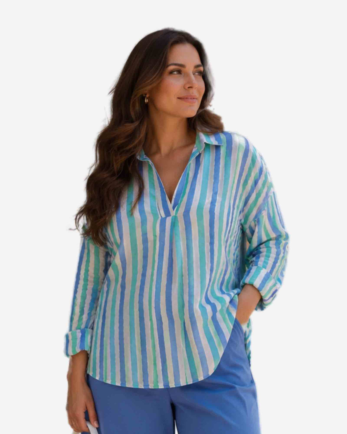 Damen Sommerbluse gestreift, Made in Italy