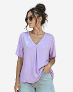 Made in Italy Damen V-Neck Bluse