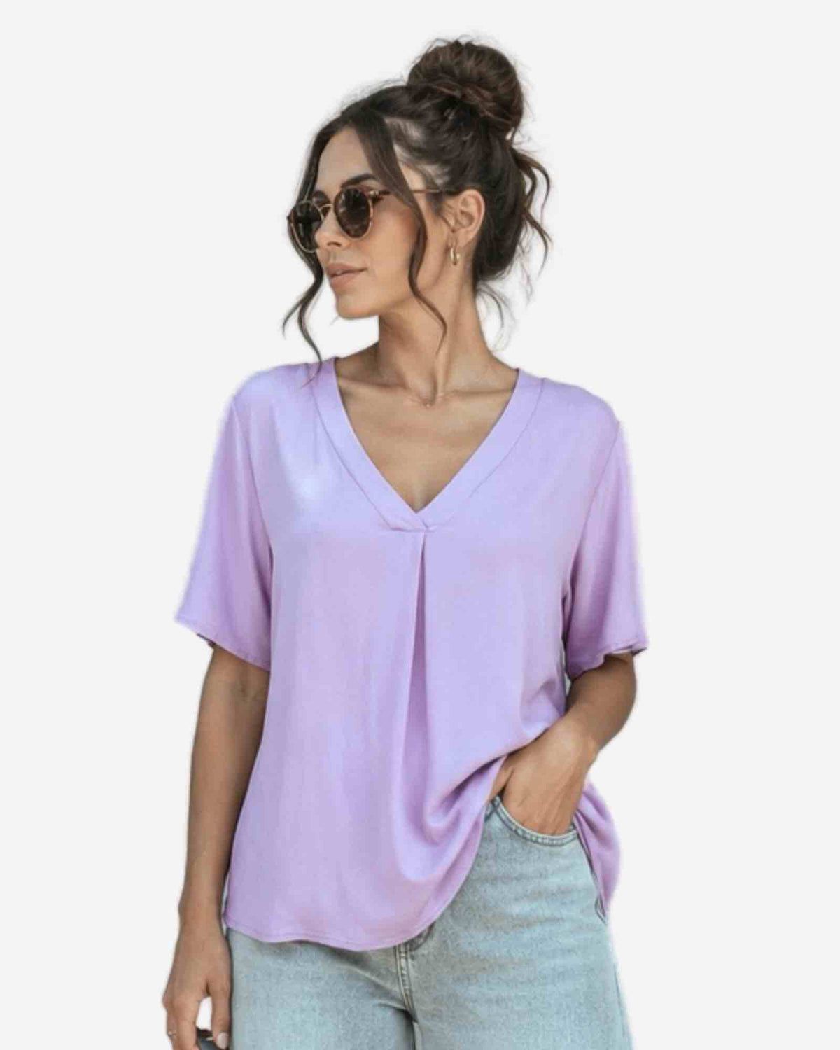 Made in Italy Damen V-Neck Bluse