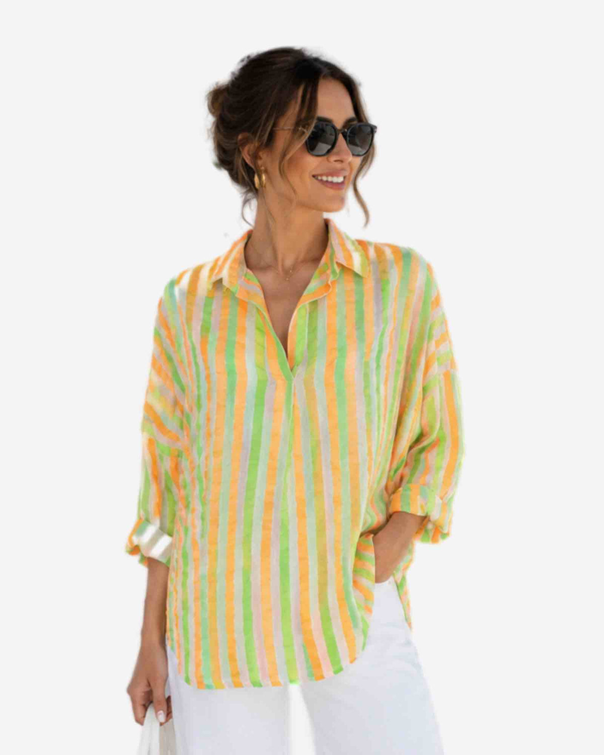 Damen Sommerbluse gestreift, Made in Italy