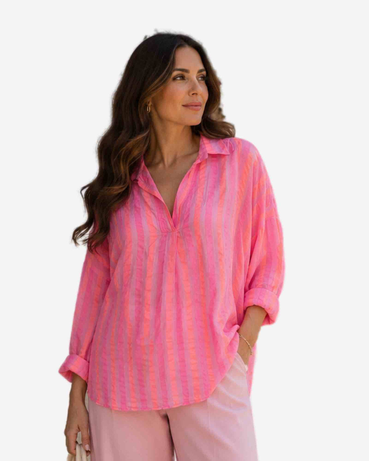 Damen Sommerbluse gestreift, Made in Italy