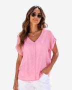 Made in Italy Damen V-Neck Bluse