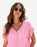 Made in Italy Damen V-Neck Bluse