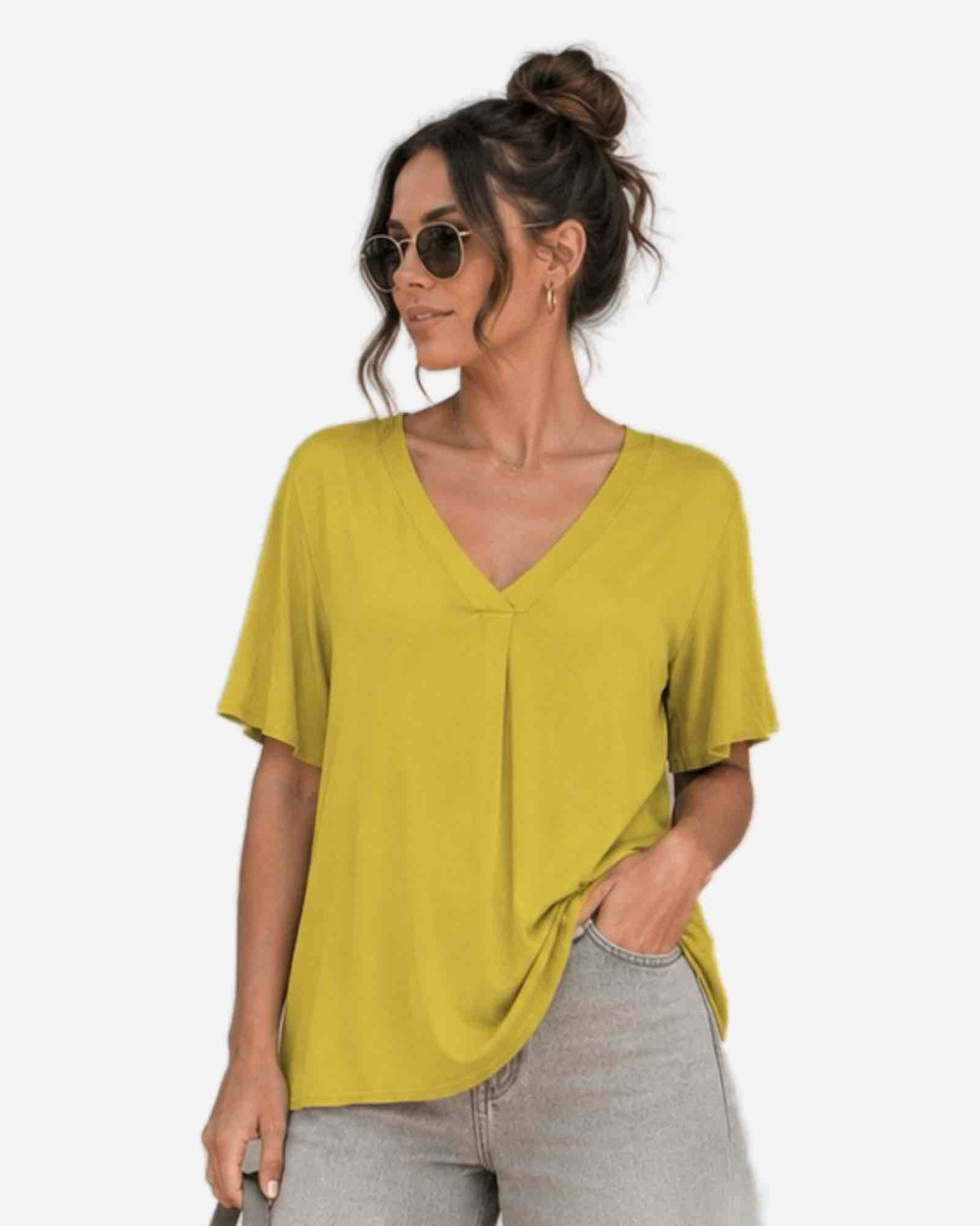 Made in Italy Damen V-Neck Bluse