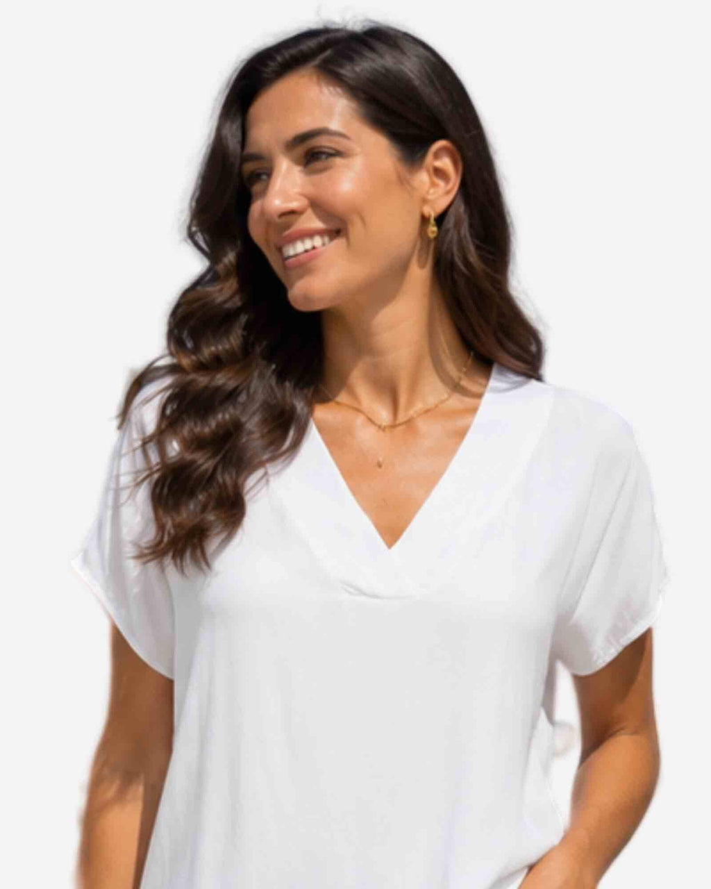 Made in Italy Damen V-Neck Bluse