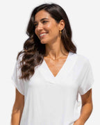 Made in Italy Damen V-Neck Bluse