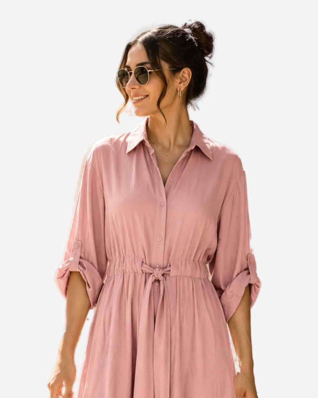 Made in Italy Damen Hemdblusenkleid