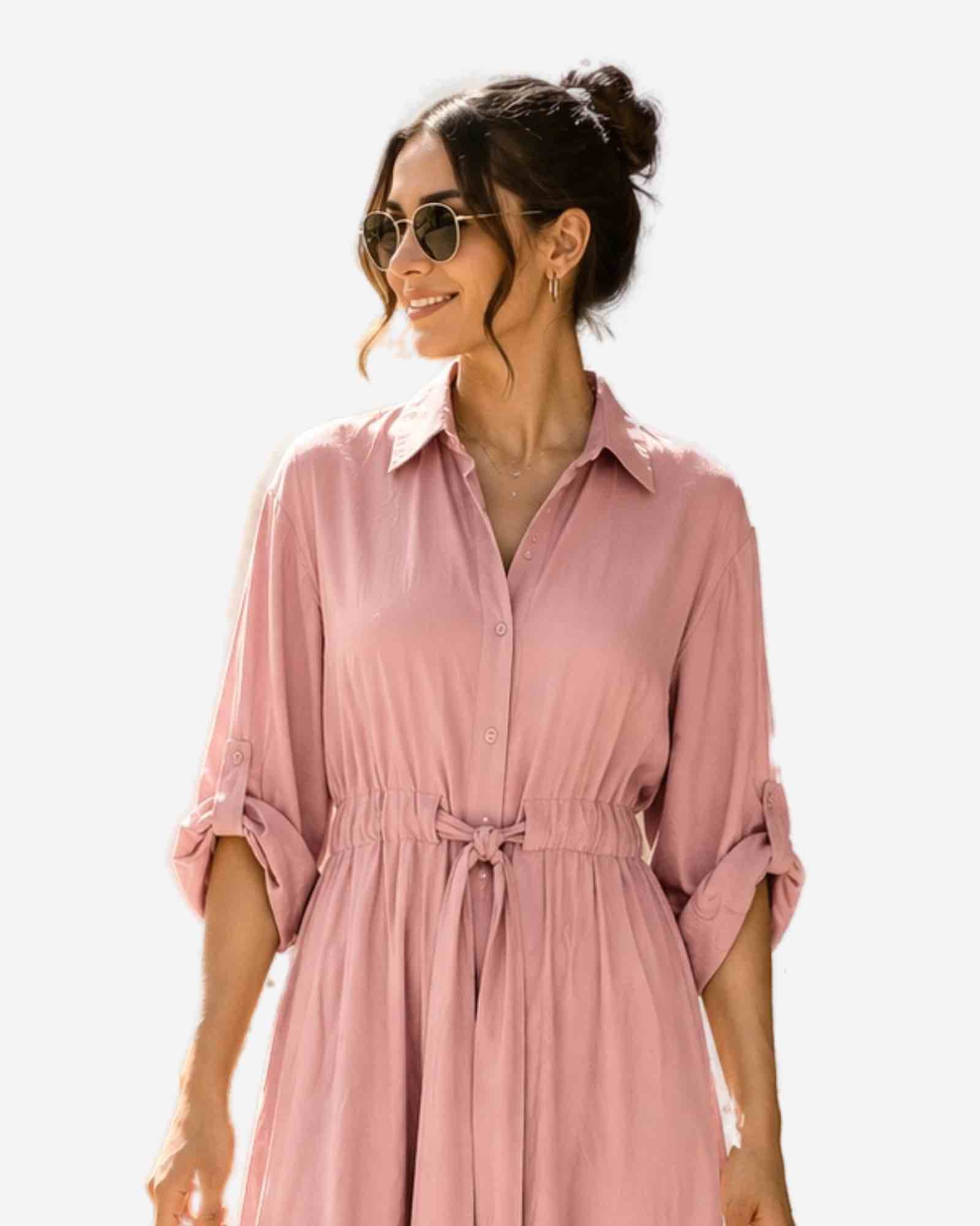 Made in Italy Damen Hemdblusenkleid