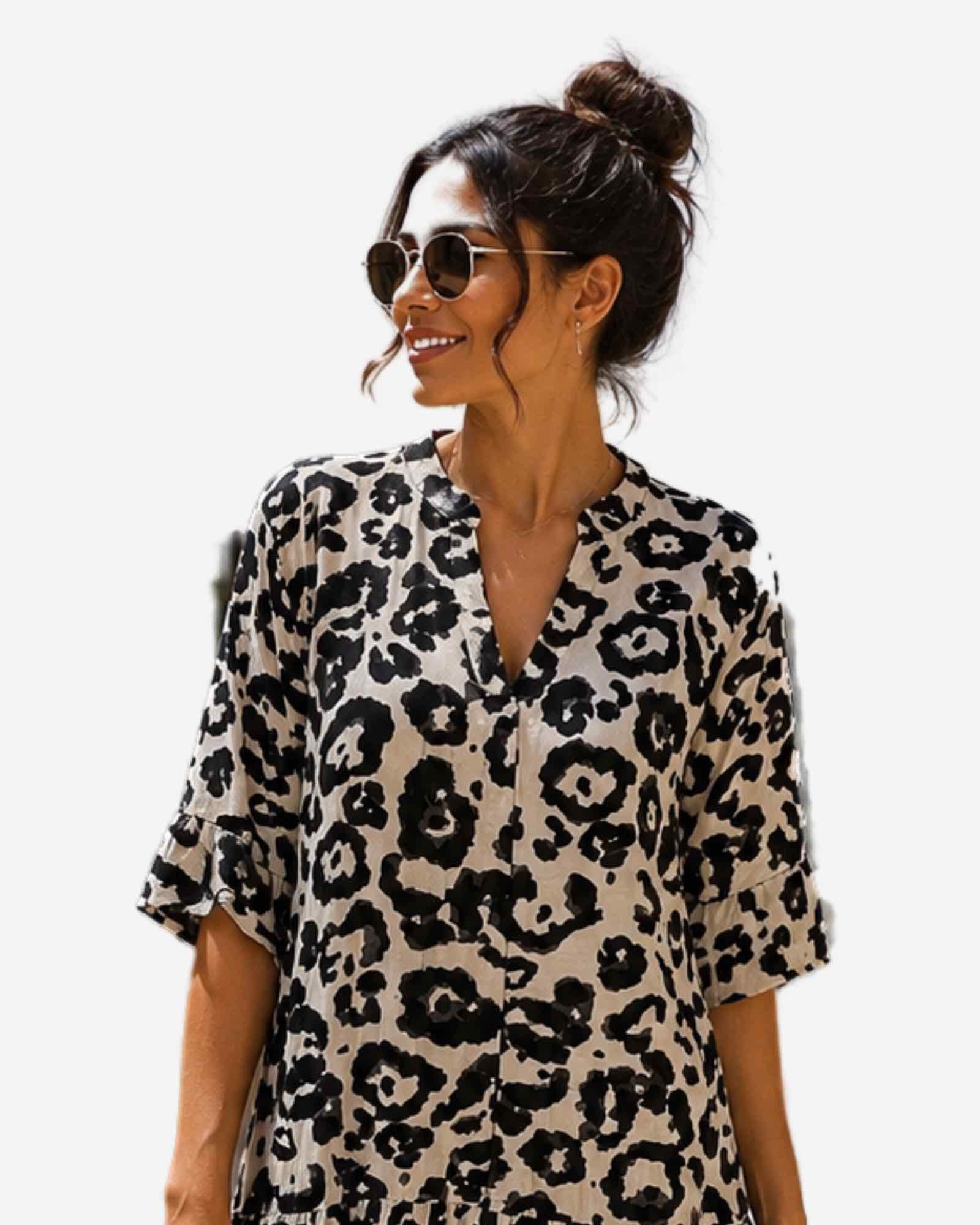 Made in Italy Damen Midikleid mit Muster-Print