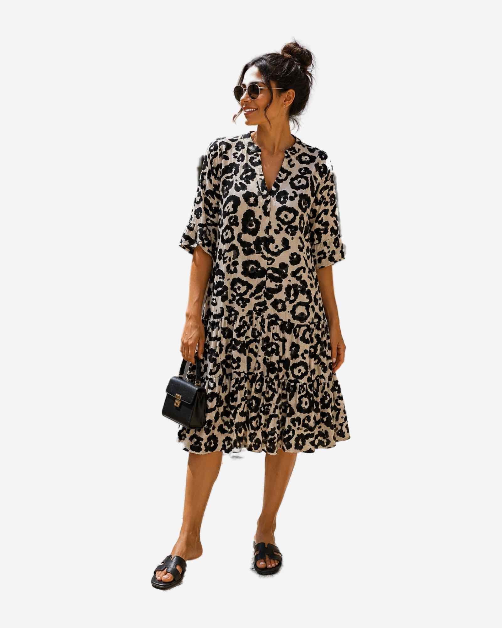 Made in Italy Damen Midikleid mit Muster-Print
