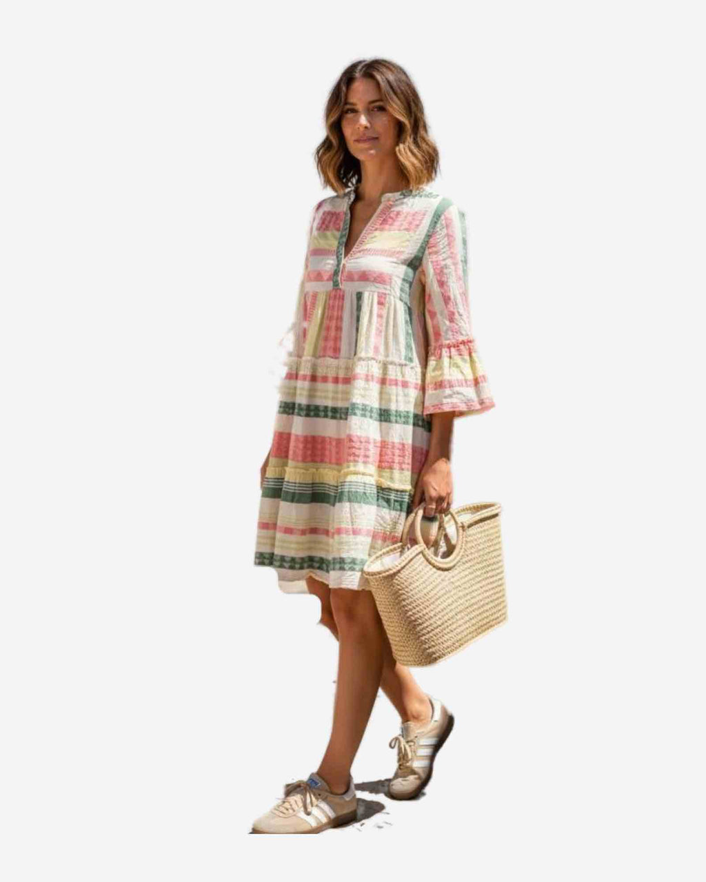 Made in Italy Damen Baumwollkleid mit Muster-Print