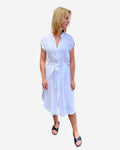 Made in Italy Damen Leinenkleid mit Gürtel