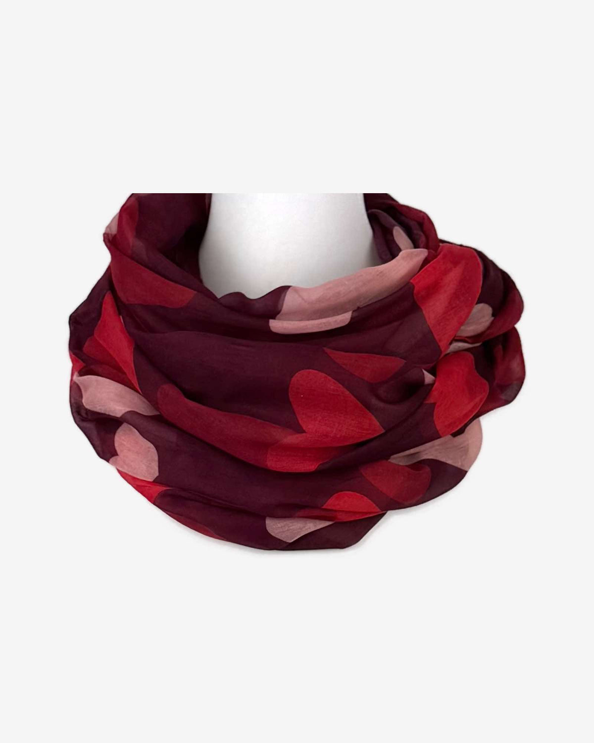 Damen Loop Schal mit Herzmuster – weich & leicht