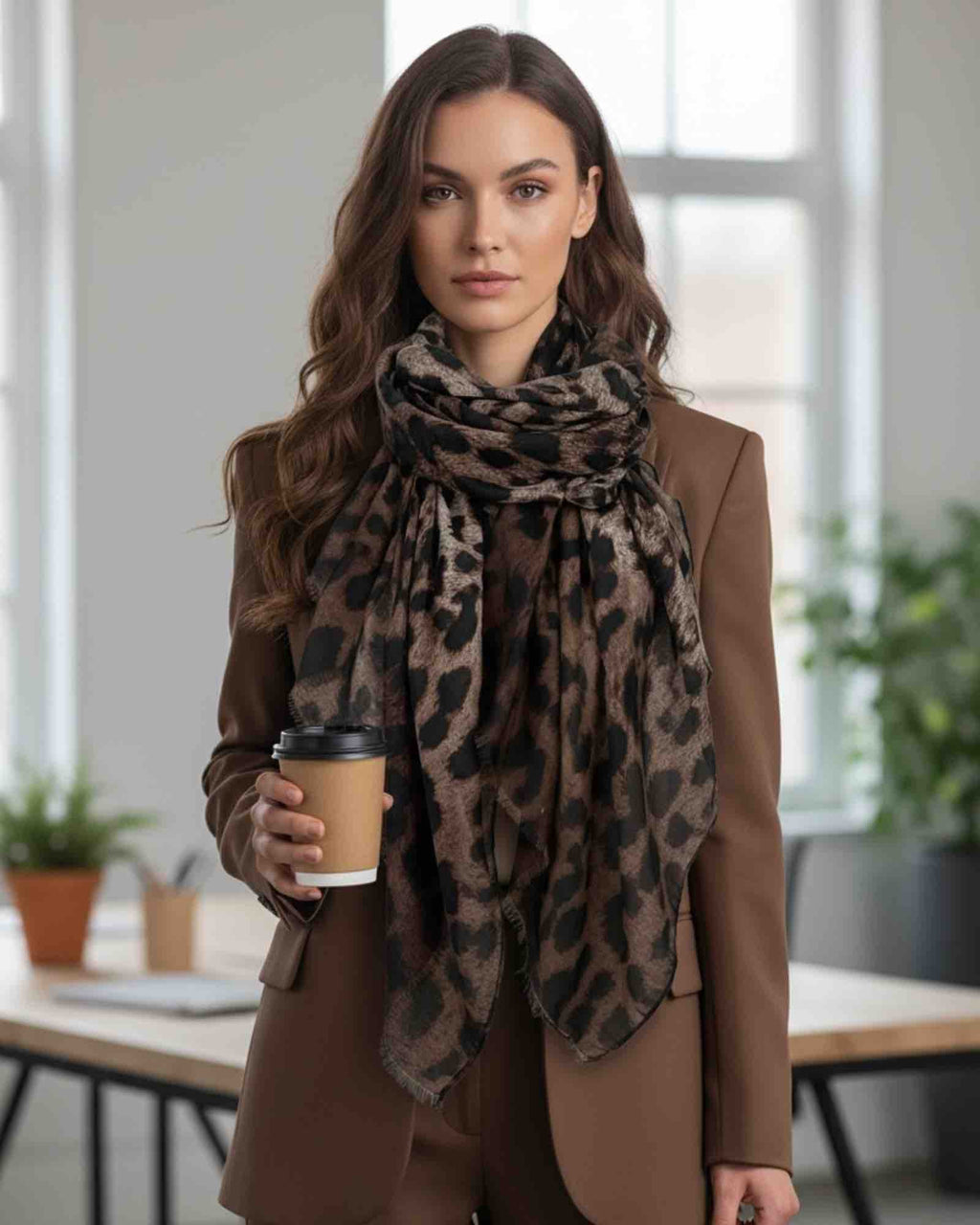 Damen Schal mit Leo Muster
