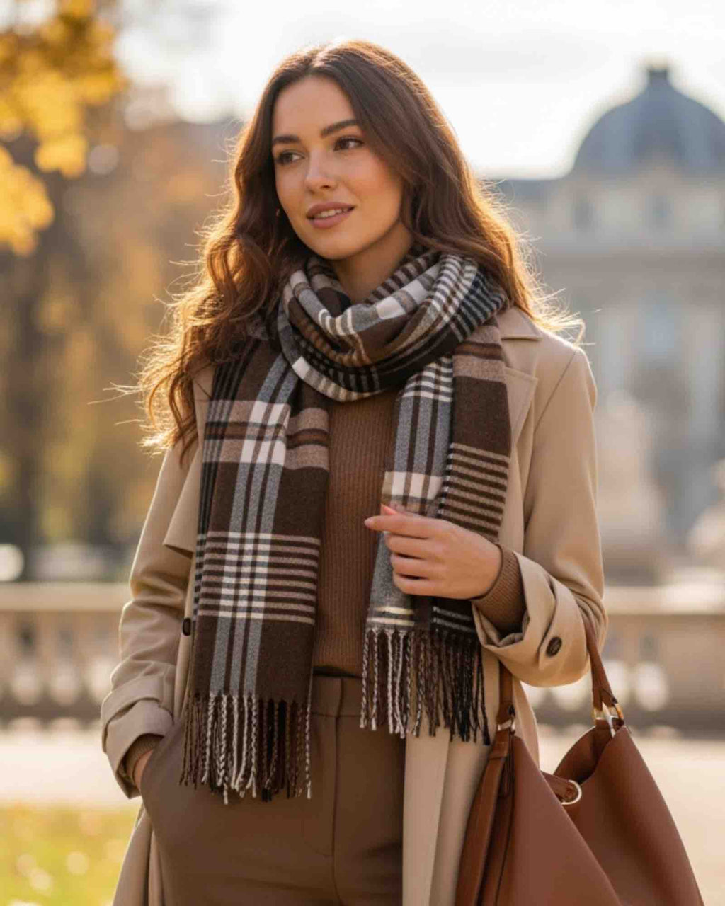 Warmer Schal Karo Muster Unisex