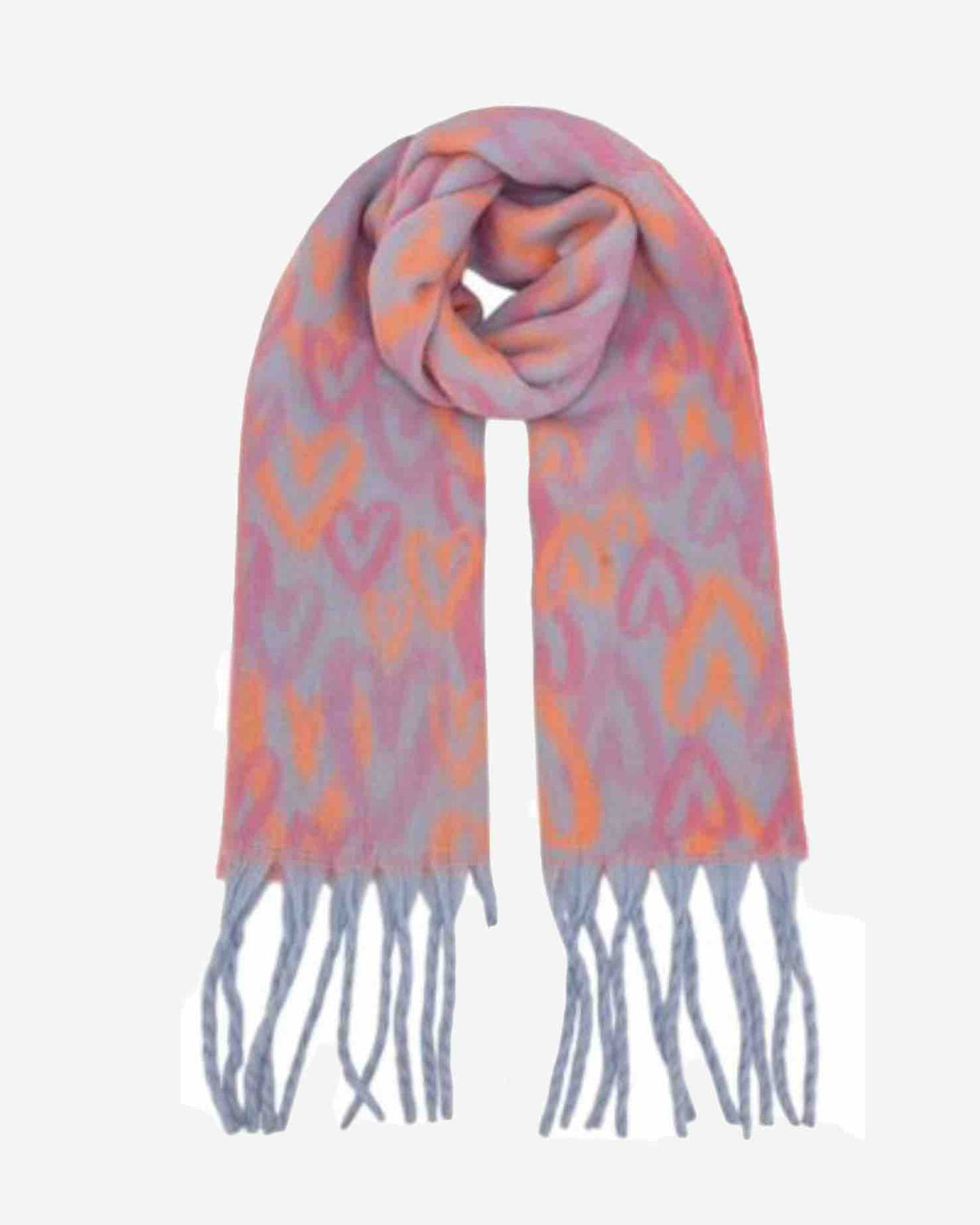 Warmer Damen Schal mit Herzmuster – weich & kuschelig