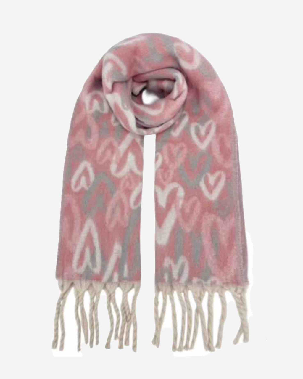 Warmer Damen Schal mit Herzmuster – weich & kuschelig