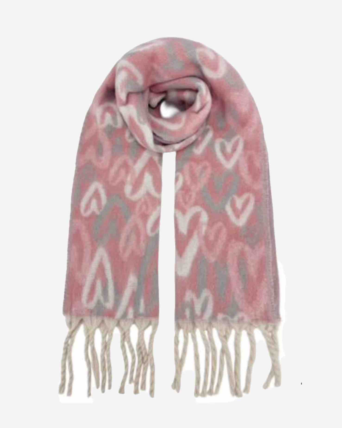 Warmer Damen Schal mit Herzmuster – weich & kuschelig