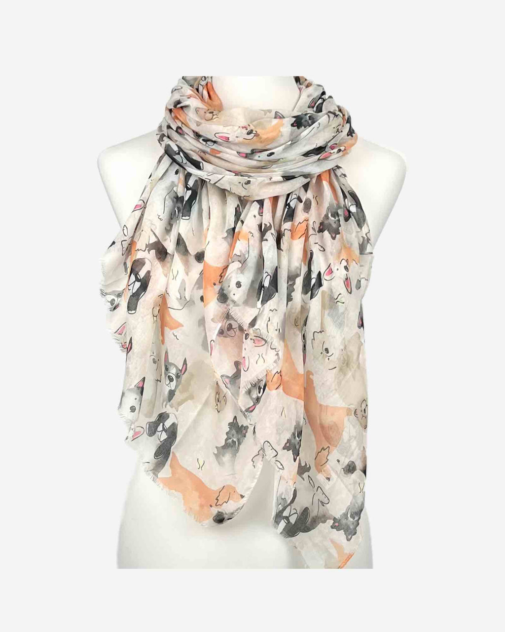 Damen Schal mit Hunde-Muster & Seidenanteil
