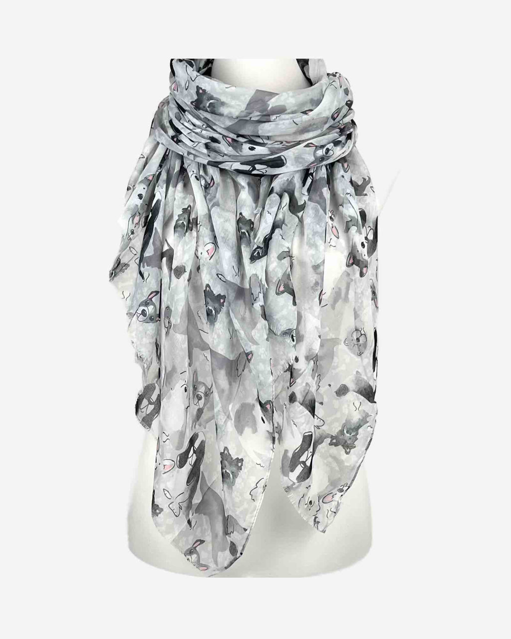 Damen Schal mit Hunde-Muster & Seidenanteil