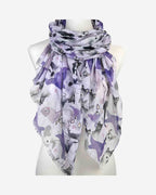 Damen Schal mit Hunde-Muster & Seidenanteil