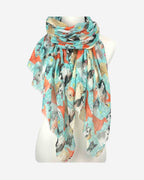 Damen Schal mit Hunde-Muster & Seidenanteil