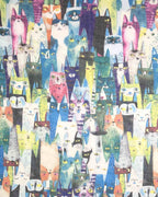 Damen Schal mit Katzen-Muster & Seidenanteil
