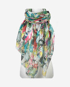 Damen Schal mit Katzen-Muster & Seidenanteil