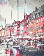 Leichter Damen Schal mit Stadt-Motiv
